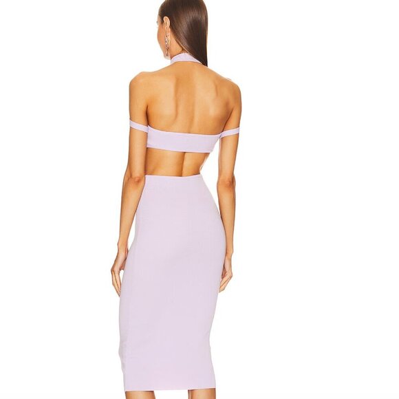 REVOLVE x Michael Costello Naomi Cut Out Knit Midi Dress Dusty Lilac NWT Sz Sm - Picture 2 of 9
